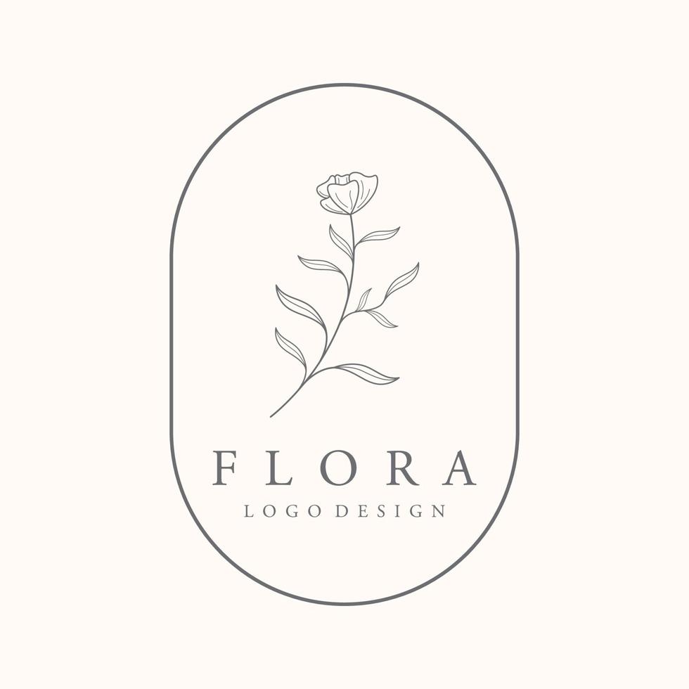 Hand drawn organic botanical organic feminine delicate Logo design for florist, wedding, badge, photographer and beauty. vector