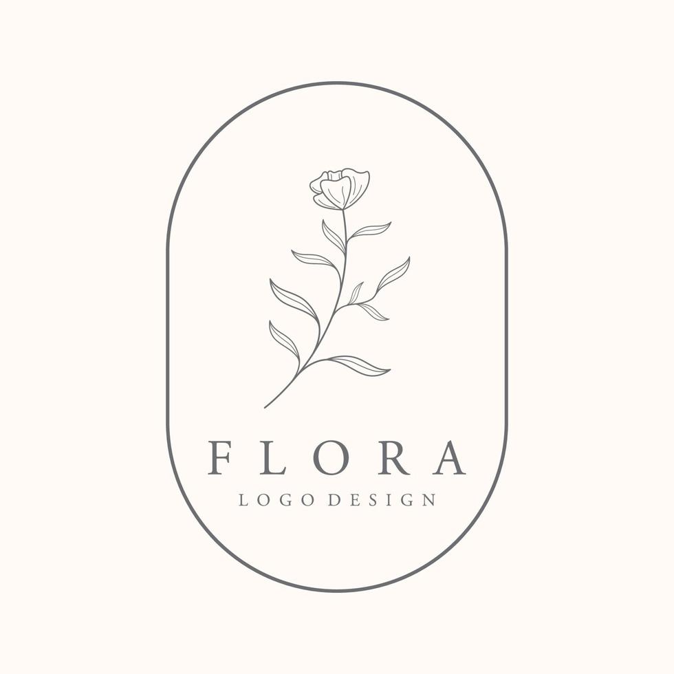 Hand drawn organic botanical organic feminine delicate Logo design for florist, wedding, badge, photographer and beauty. vector