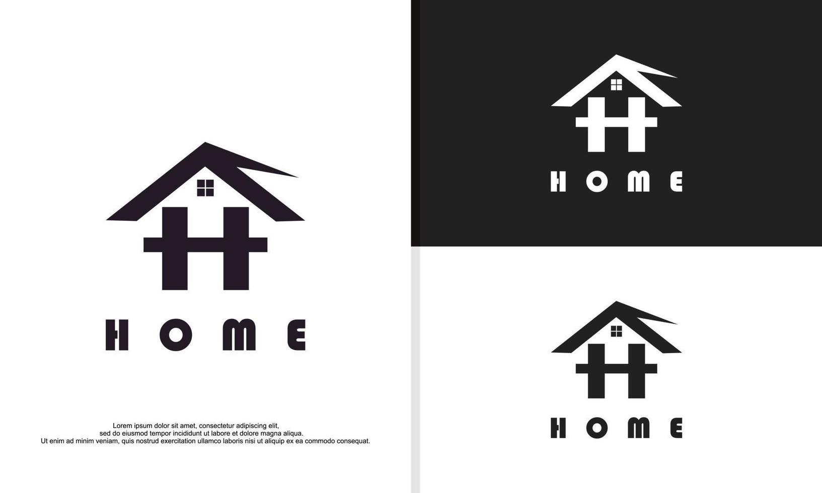 logo illustration vector graphic of letter H shaped house, fit for real estate company, etc.