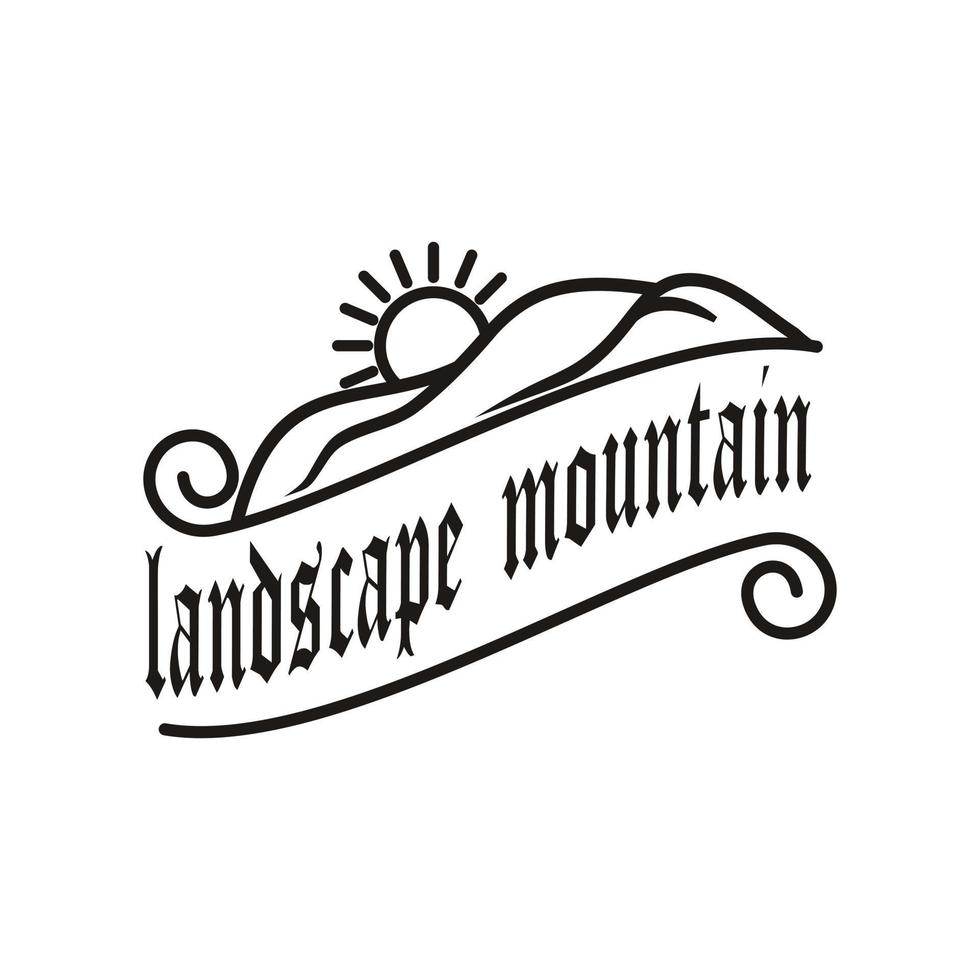 paisaje montaña vintage tipografía logo vector