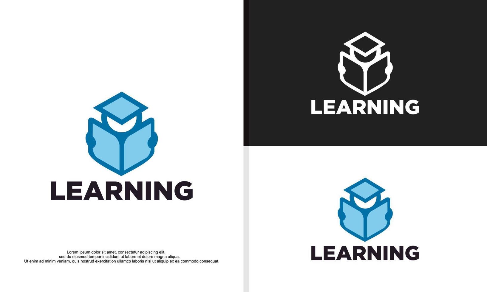 people grab book learn, logo design illustration vector