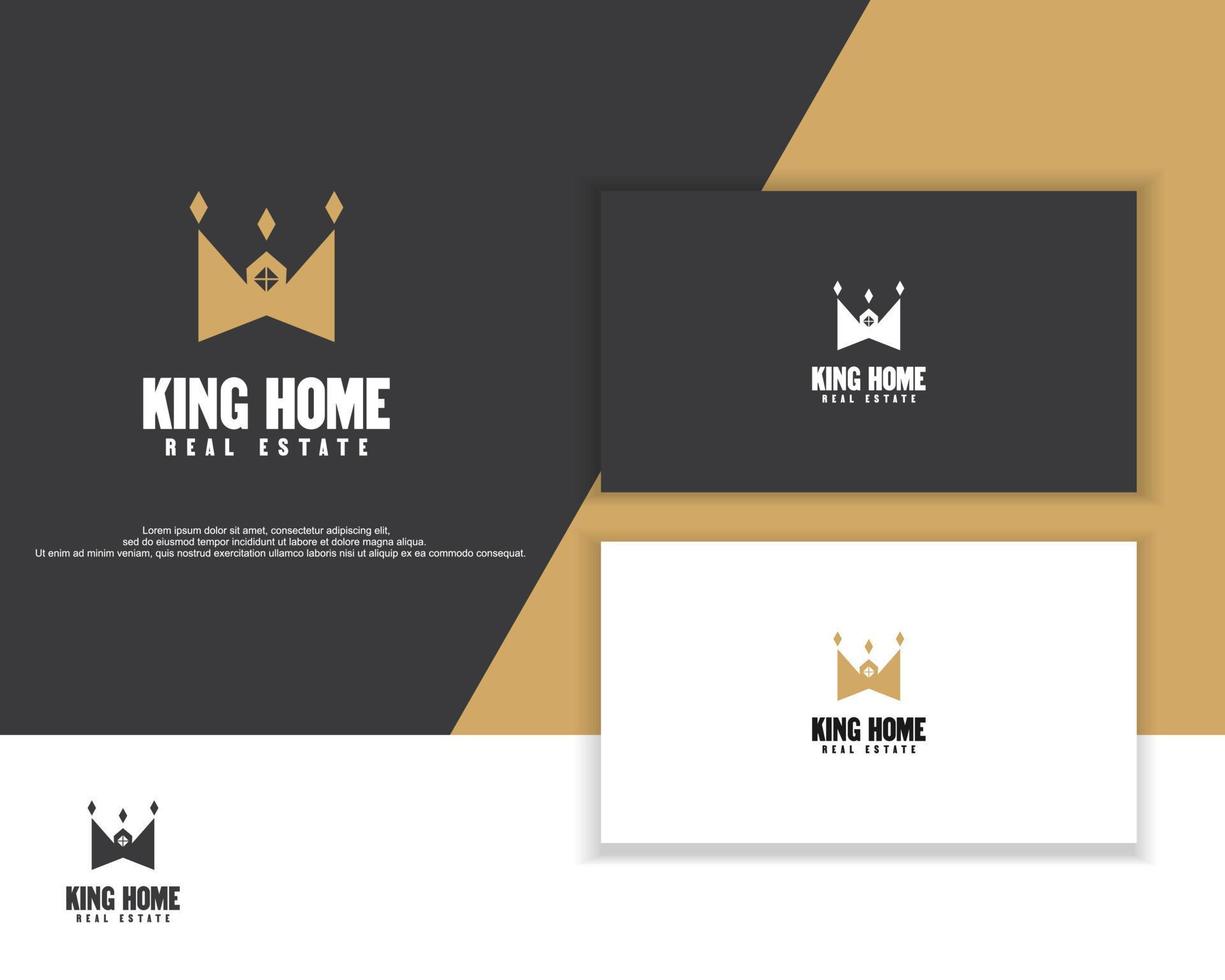 abstract house logo design vector illustration, crown combine with home icon