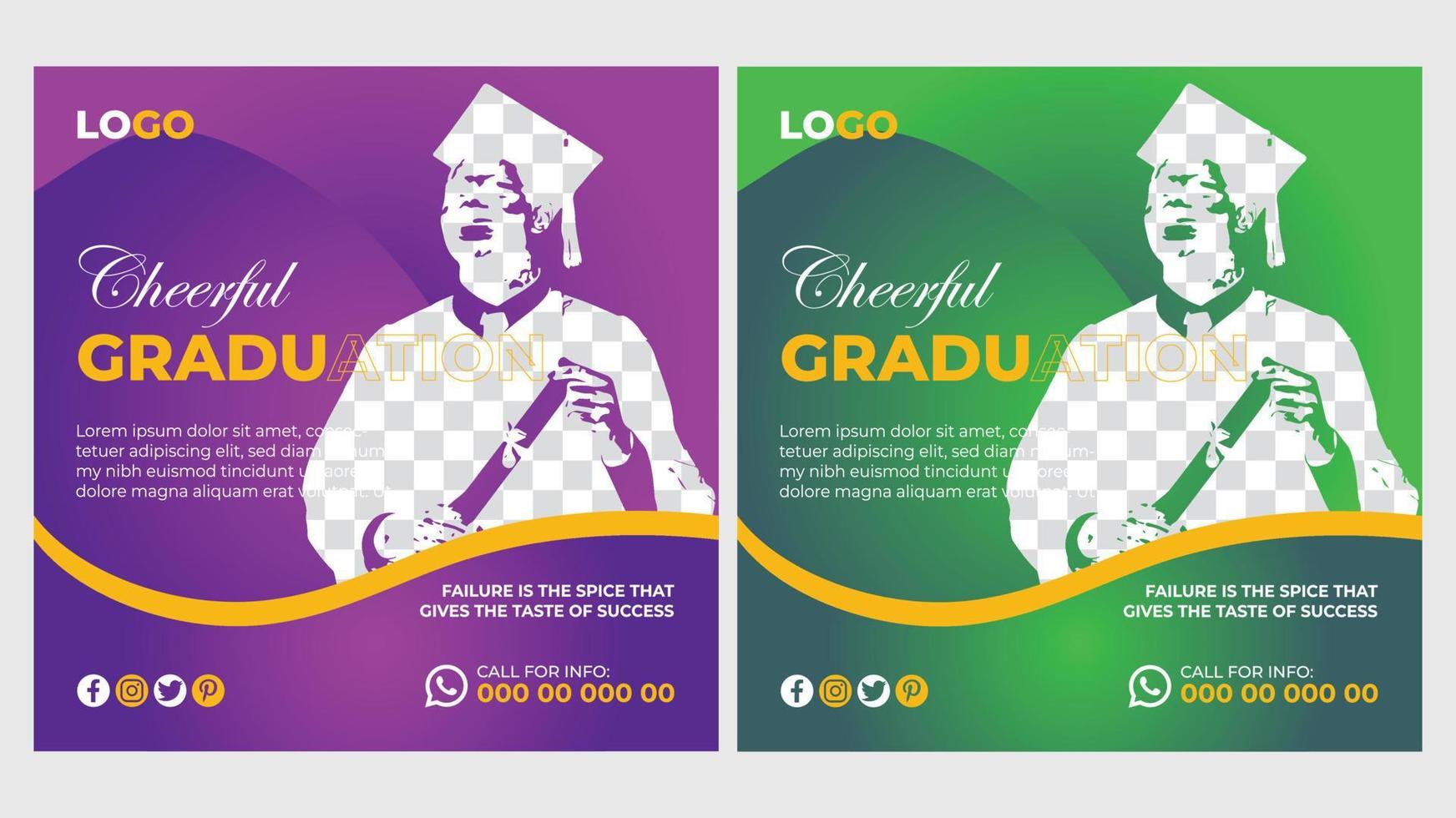 happy graduation day design template or instagram post with background vector