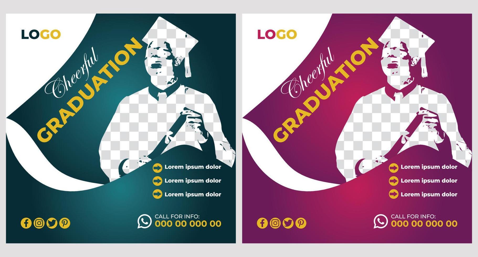 happy graduation day design template or instagram post with background vector