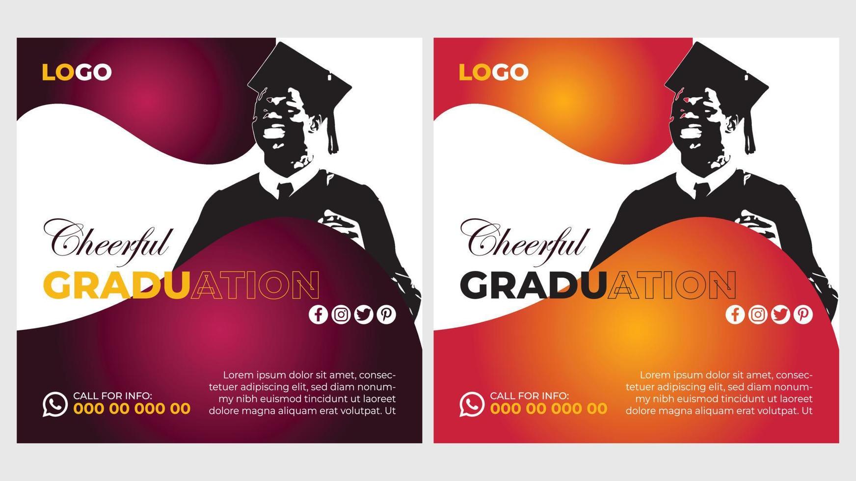 plantilla de diseño de feliz día de graduación o publicación de instagram con fondo vector