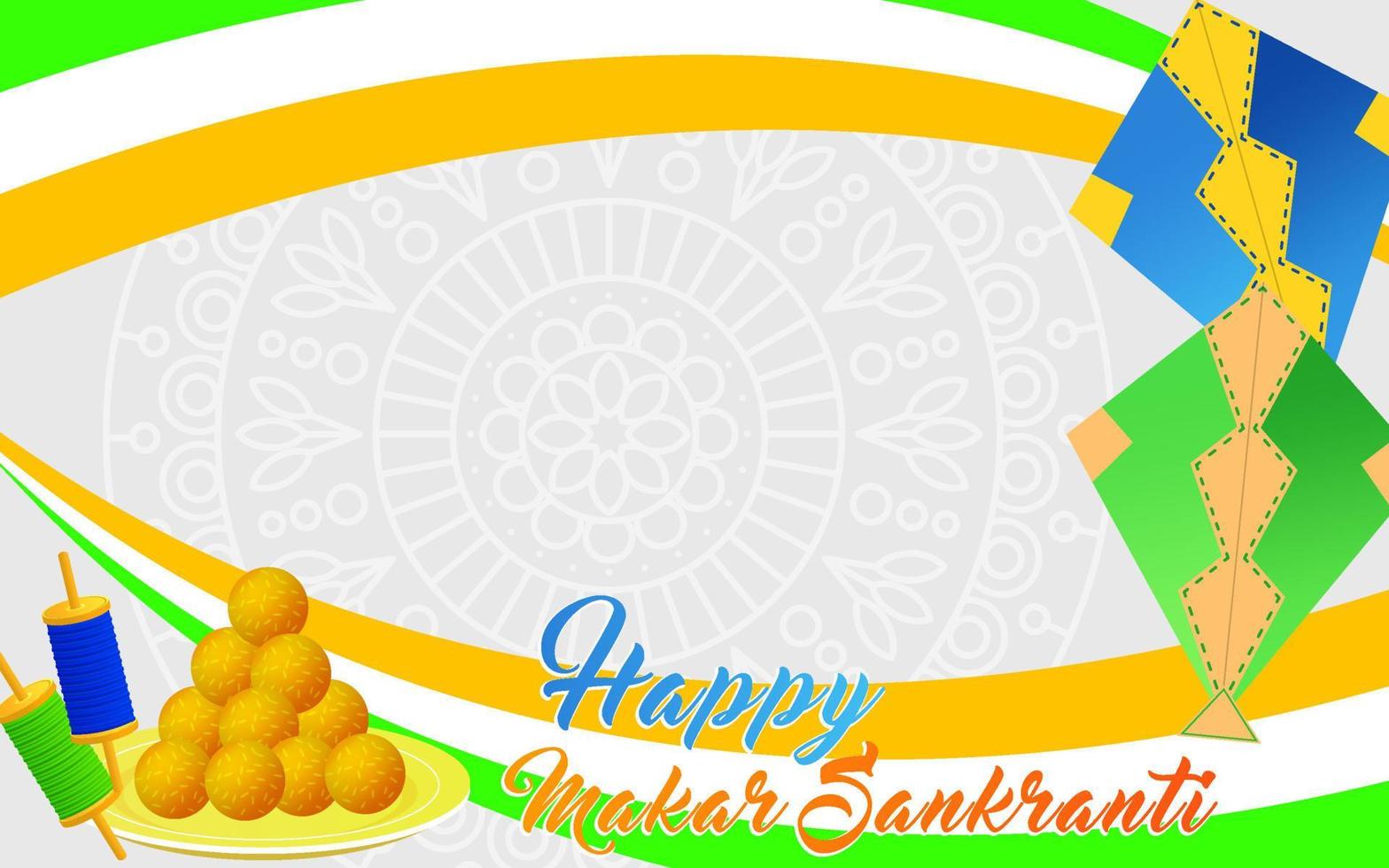 banner de volante feliz makar sankranti con espacio de copia o espacio de texto ilustración vectorial vector