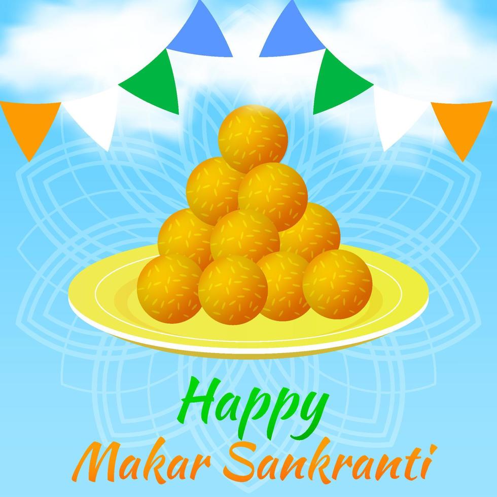 happy makar sankranti social media post square template vector illustration