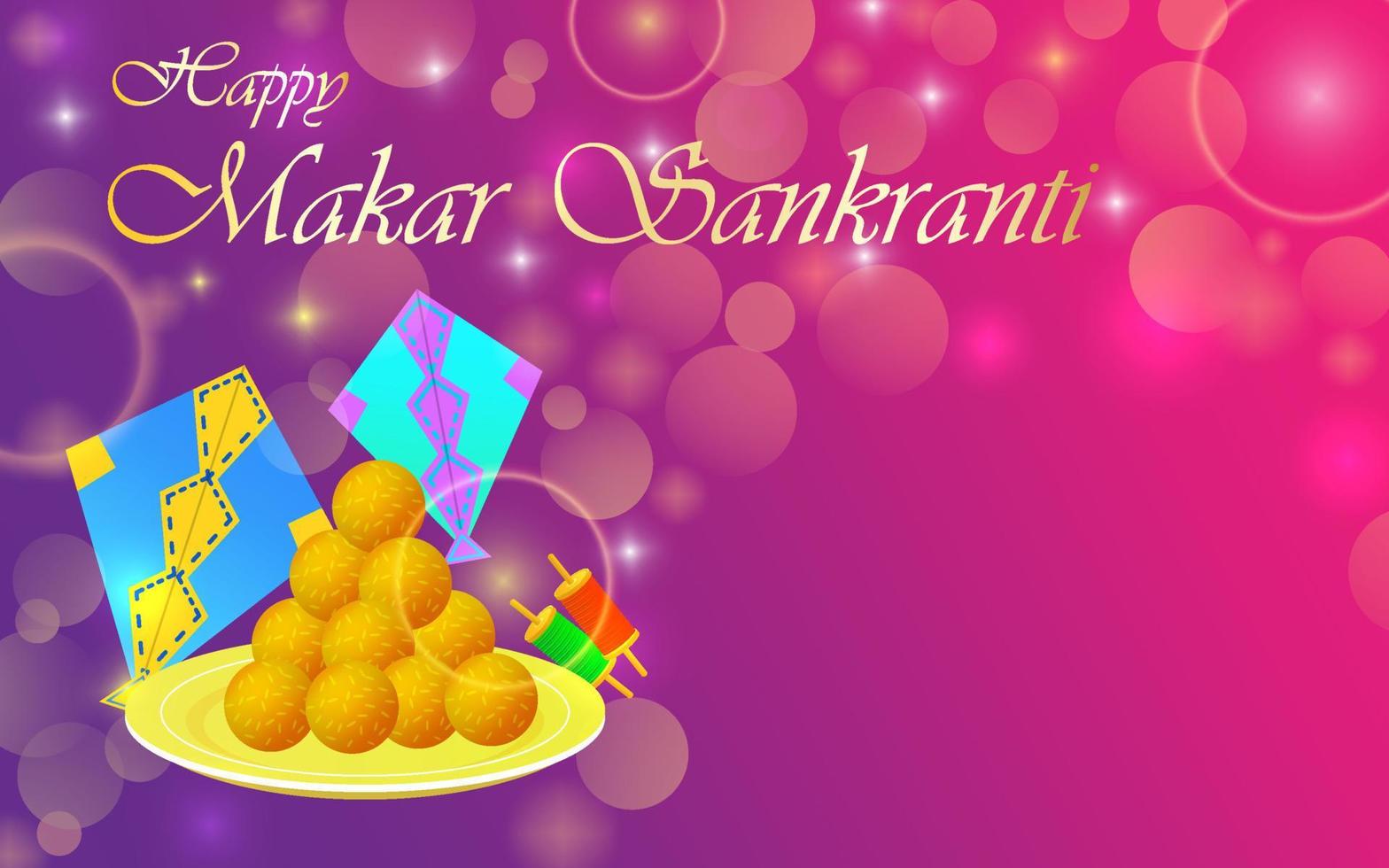 happy makar sankranti purple gradient with flare vector illustration text copy space area