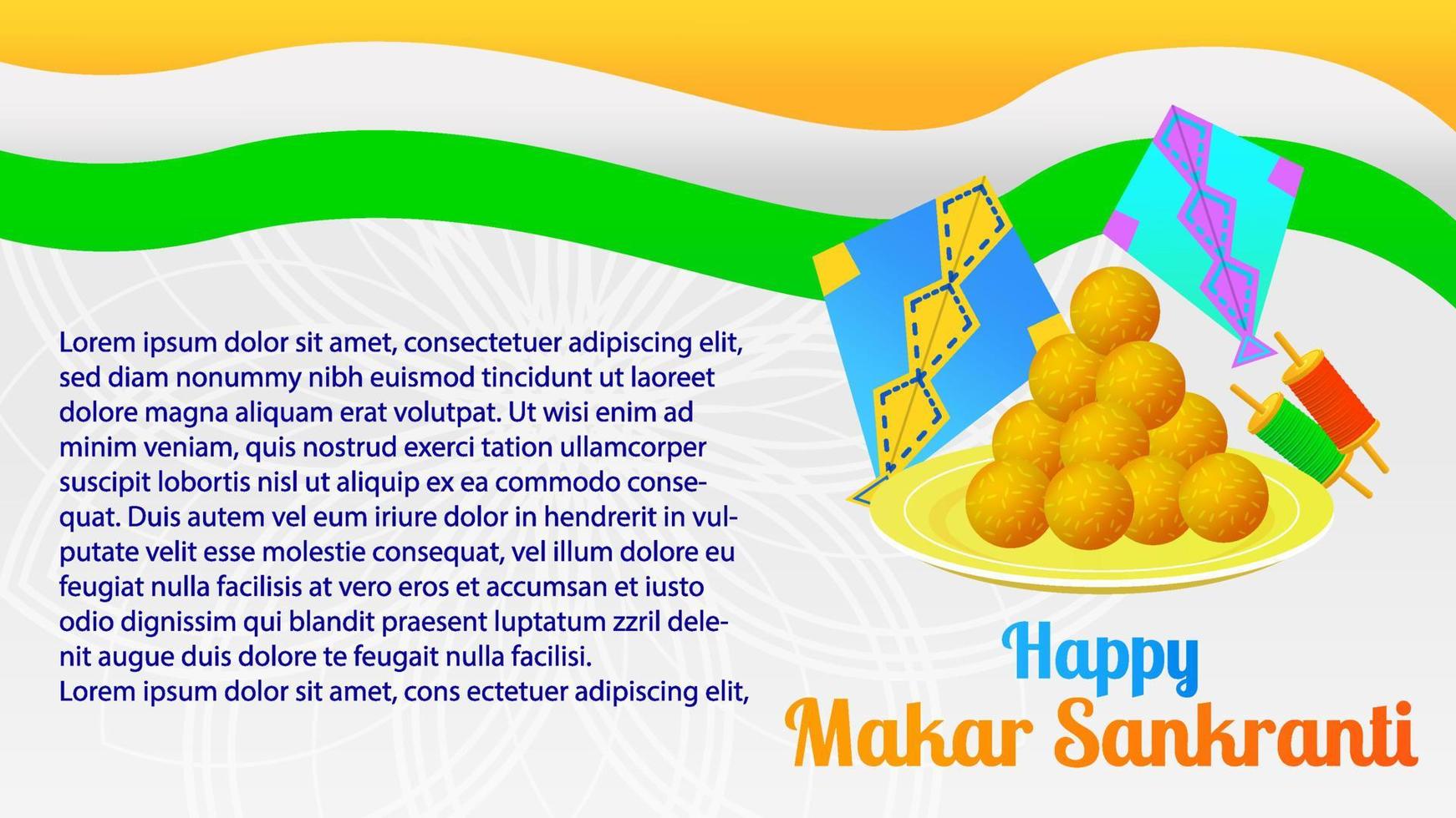 happy makar sankranti copy space upper flag gradient logo vector illustration