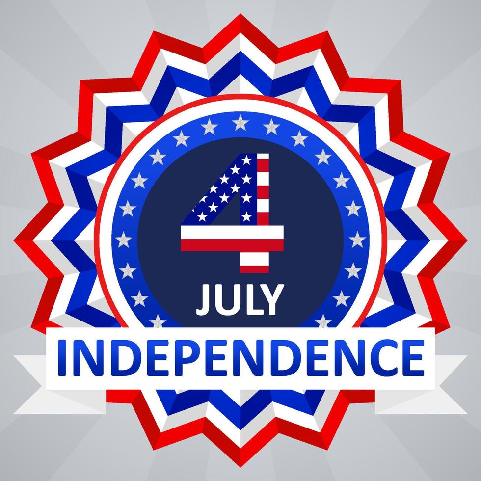 happy independence day 4th of july square social media template instagram post label badge vector