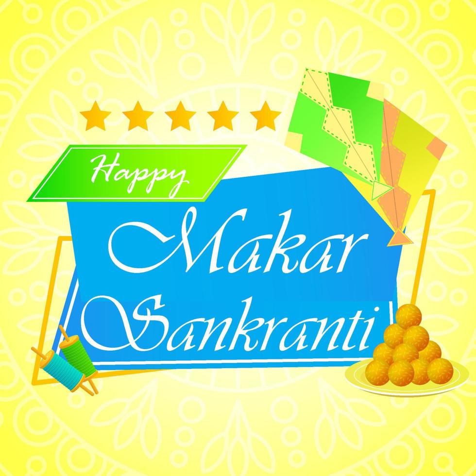 feliz makar sankranti publicación en redes sociales gradiente amarillo vector