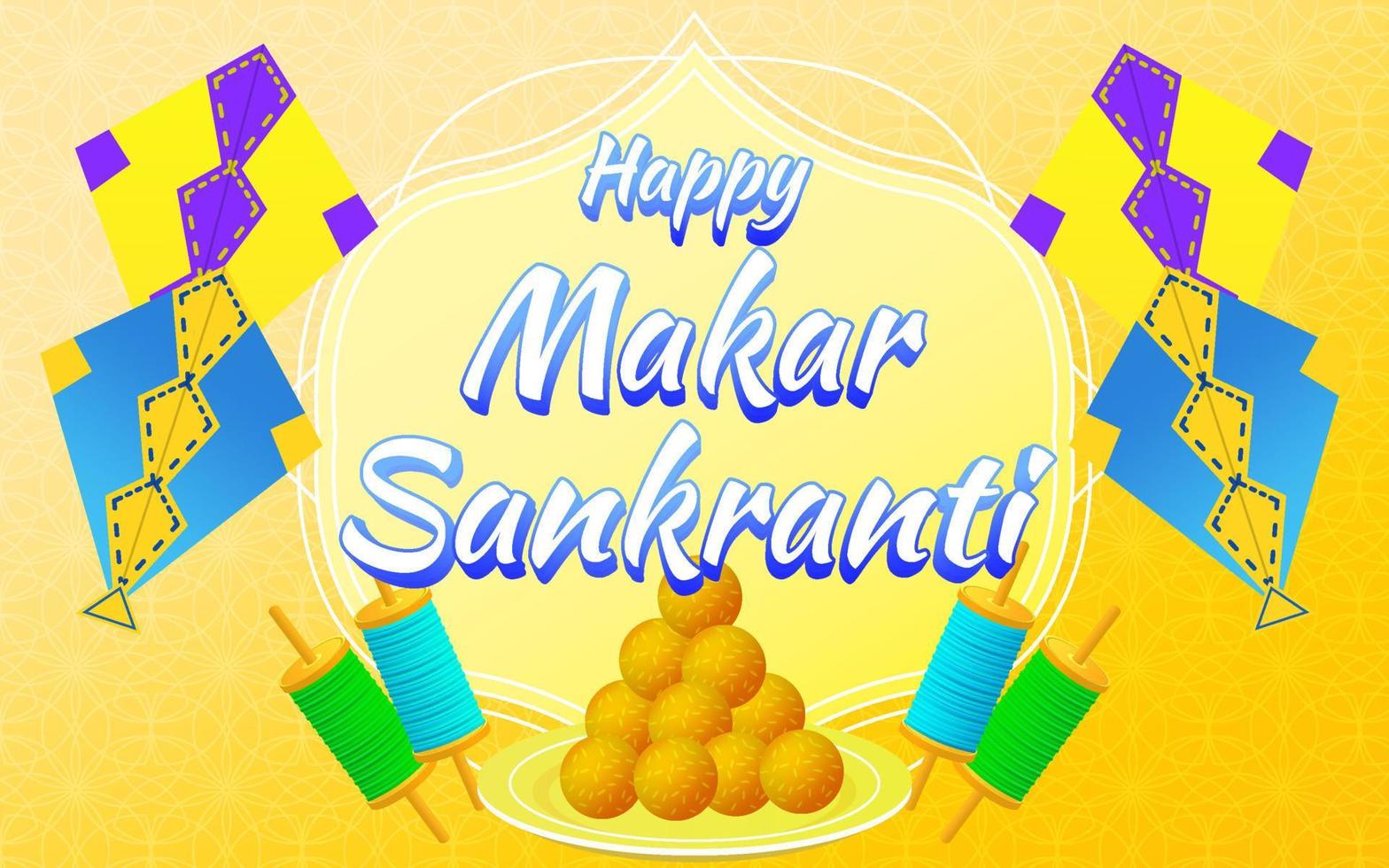 happy makar sankranti orange gradient web banner vector ilusration