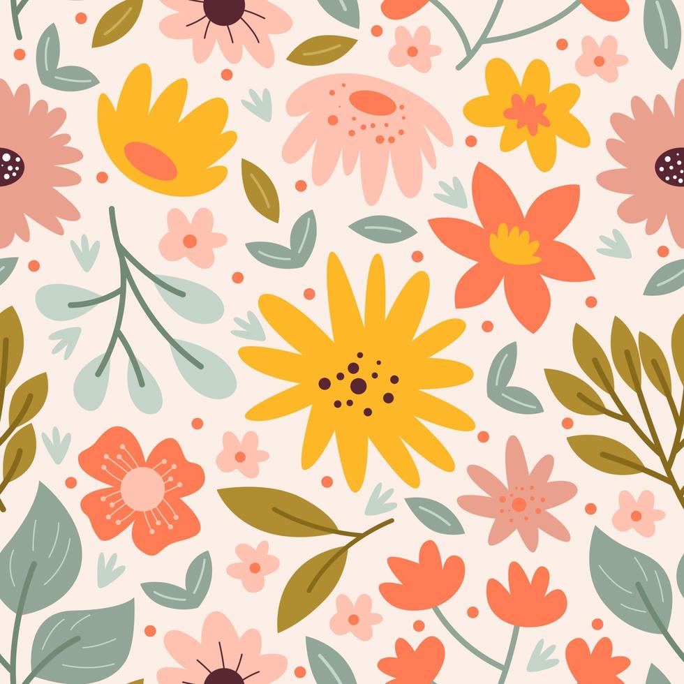 Floral And Blooming Flower Seamless Pattern vector