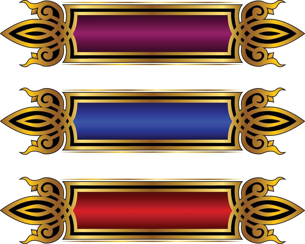 conjunto de marco de título de banner islámico árabe dorado de lujo png fondo transparente cuadro de texto dorado imágenes de diseño vectorial vector