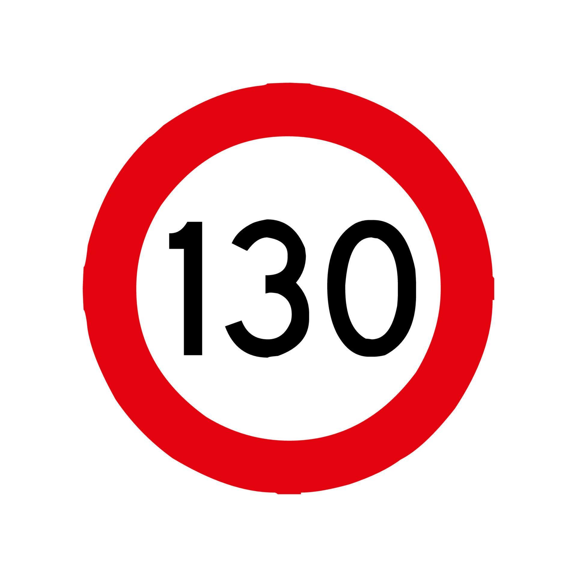 Maximum Speed limit sign 130 km. Isolated road sign icon on white ...