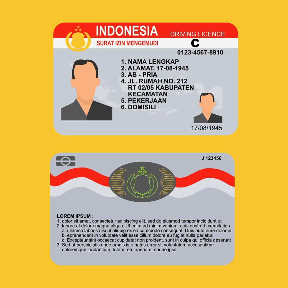 indonesian driving licence that certifies that an individual has met the necessary qualifications to operate a motor vehicle on public road vector