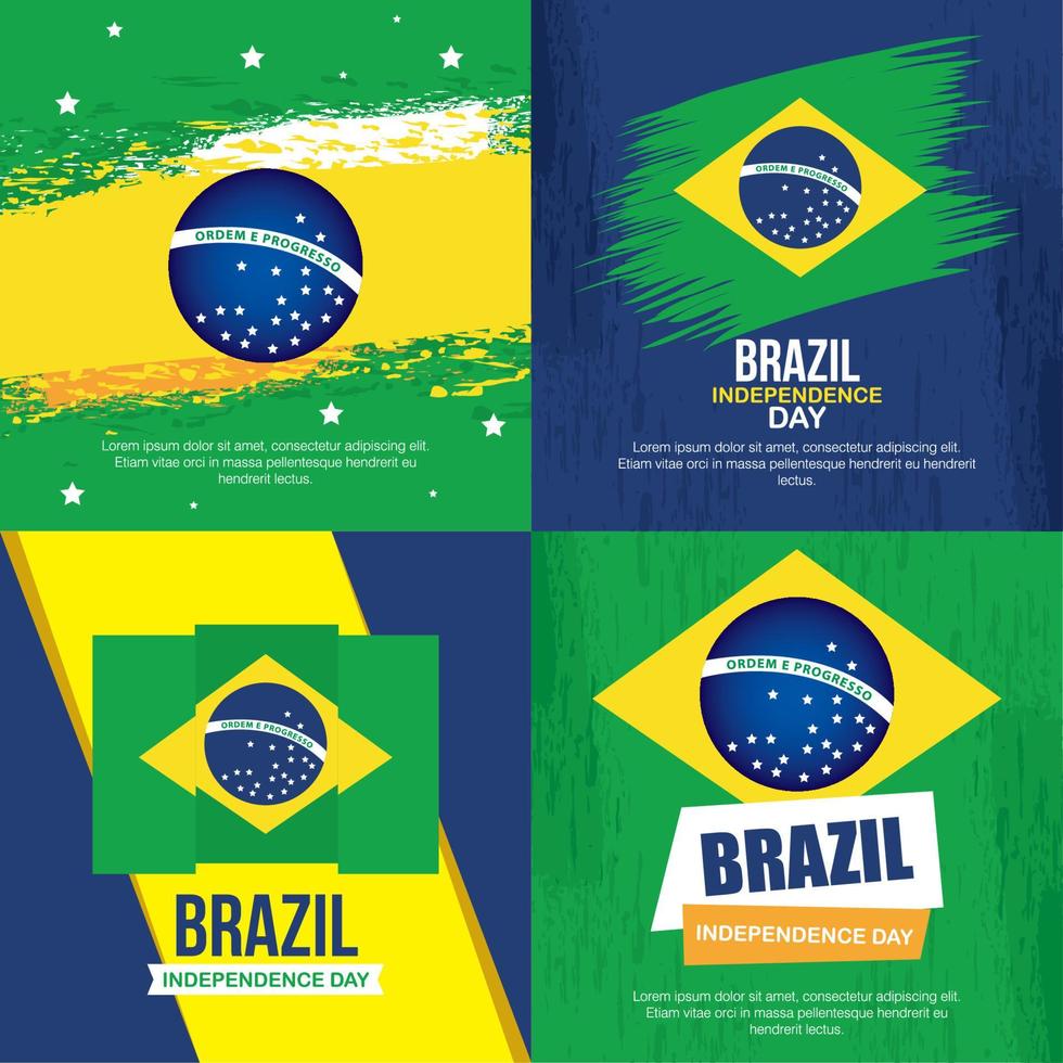 colección de, 7 de septiembre, pancartas de celebración del día de la independencia de brasil vector