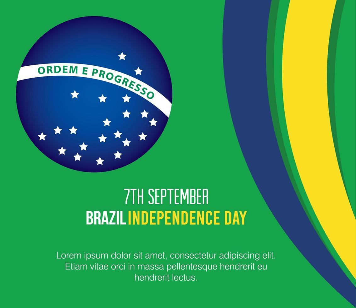 7 de septiembre, pancarta de celebración del día de la independencia de brasil. vector
