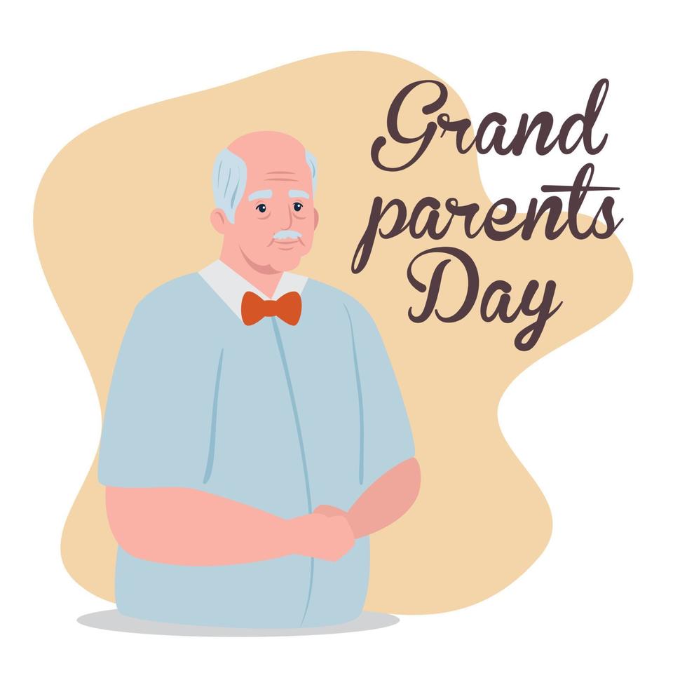 happy grand parents day with cute grandfather vector