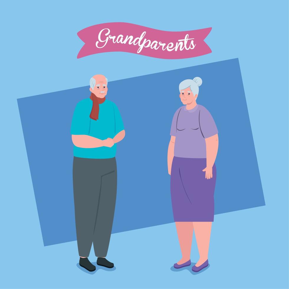 happy grand parents day with cute older couple vector