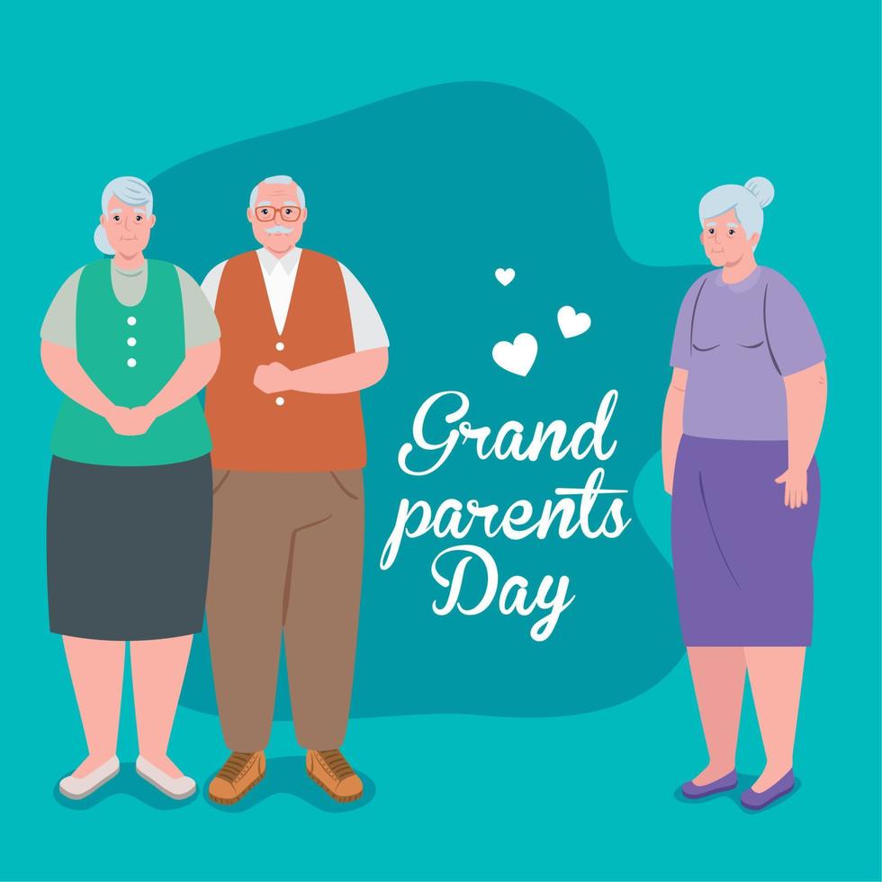 happy grand parents day with cute old people vector