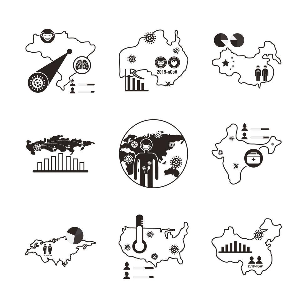 bundle of covid 19 designs, line style icon vector