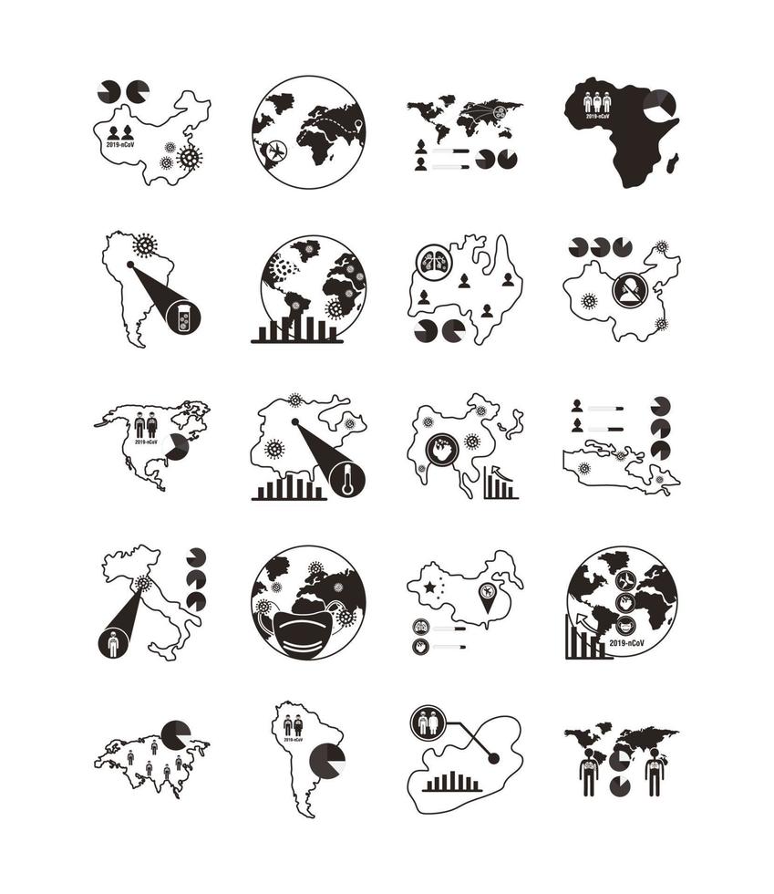 bundle of covid 19 designs, line style icon vector