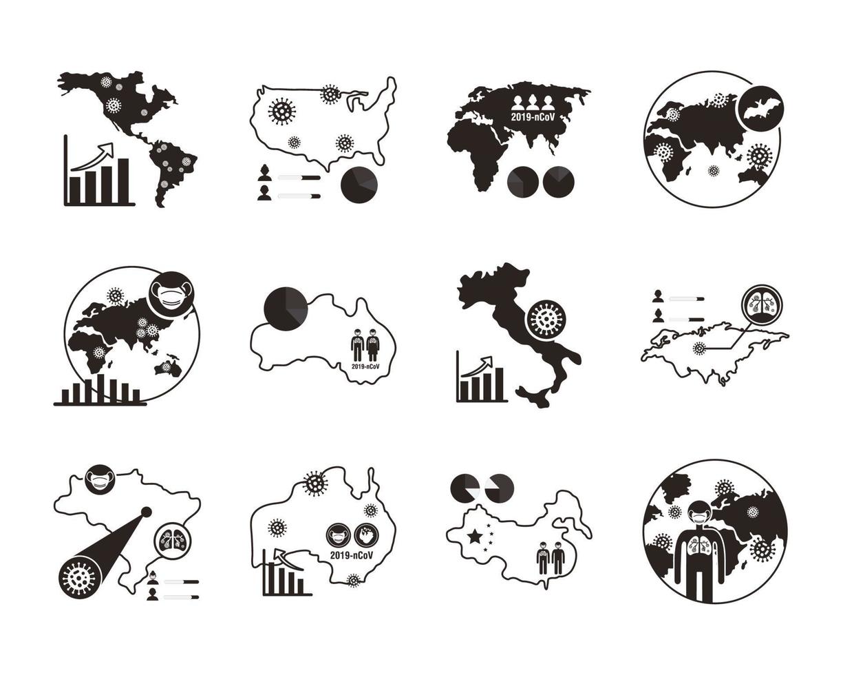bundle of covid 19 designs, line style icon vector