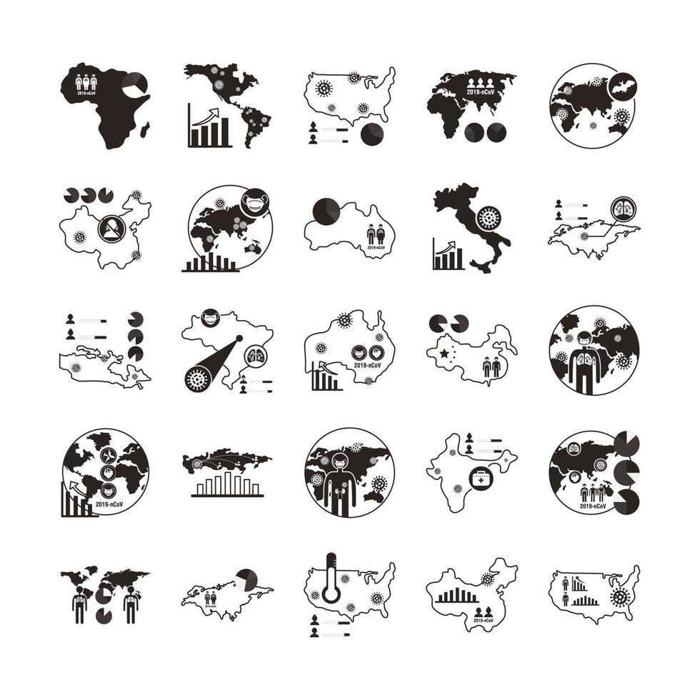 bundle of covid 19 designs, line style icon vector