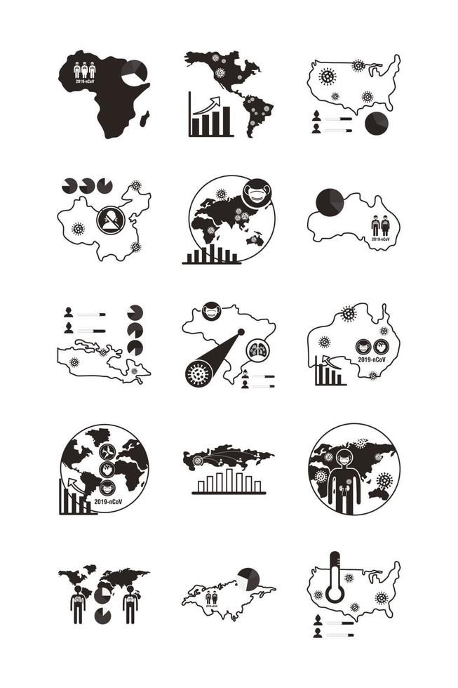 bundle of covid 19 designs, line style icon vector