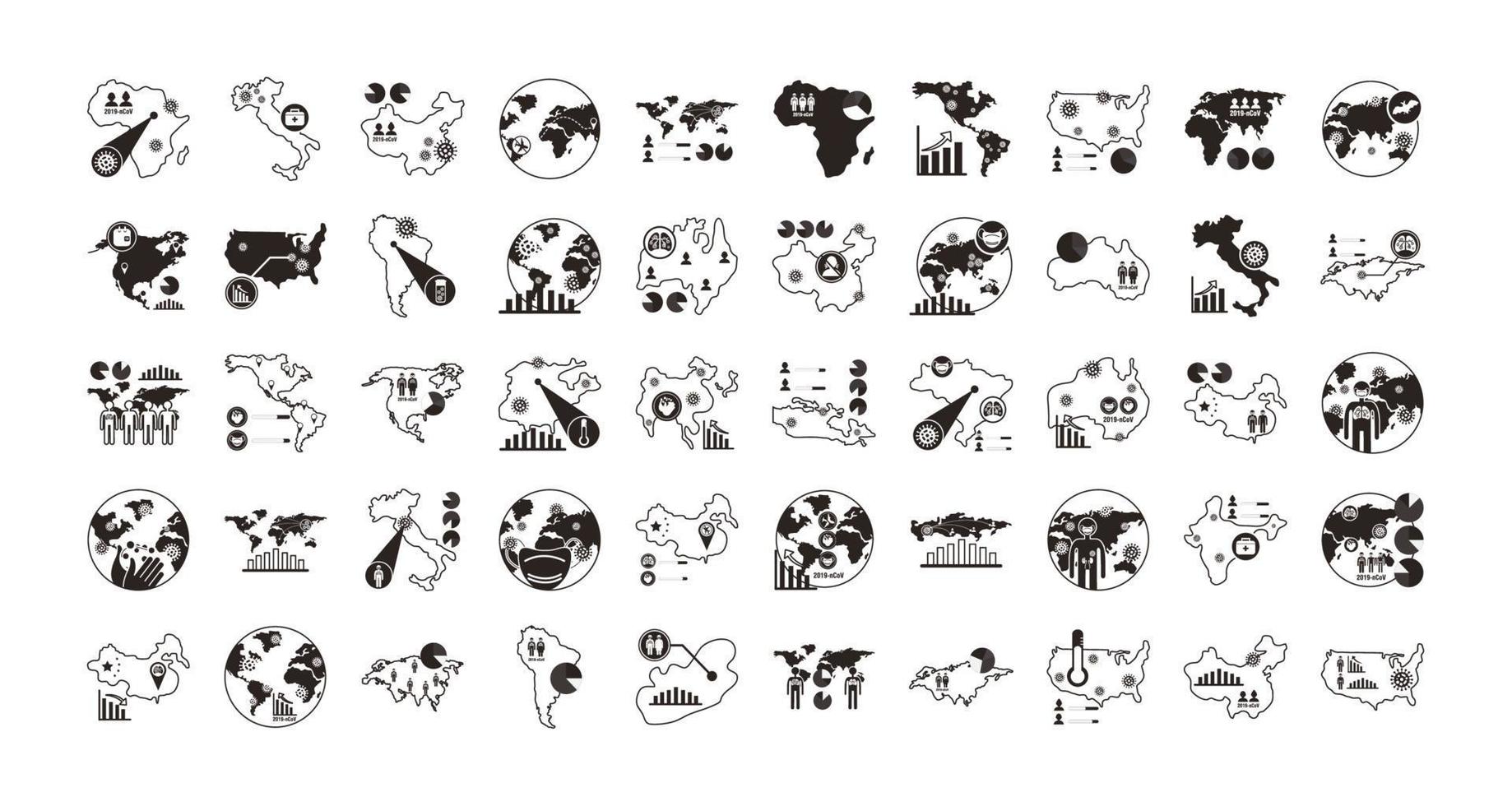 bundle of covid 19 designs, line style icon vector