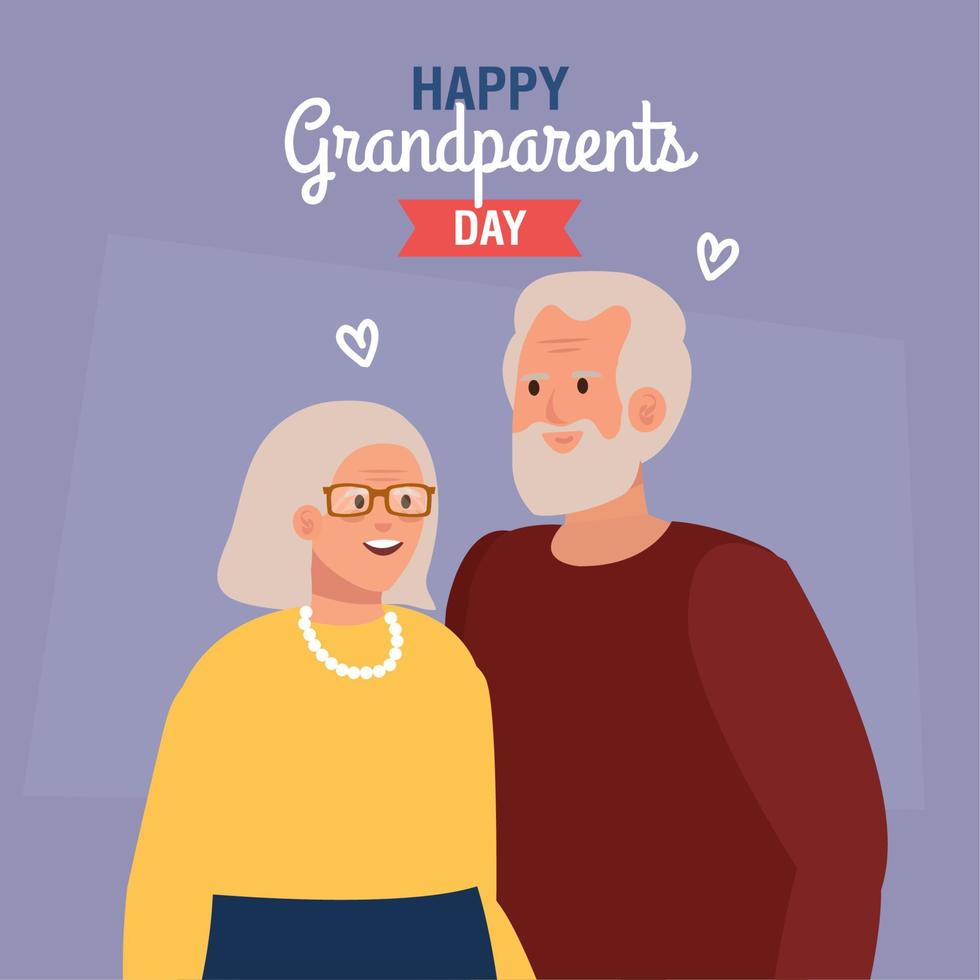 Grandmother and grandfather on happy grandparents day vector design