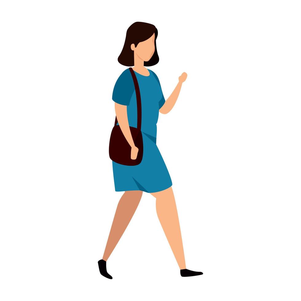 hermosa mujer caminando icono de personaje de avatar vector