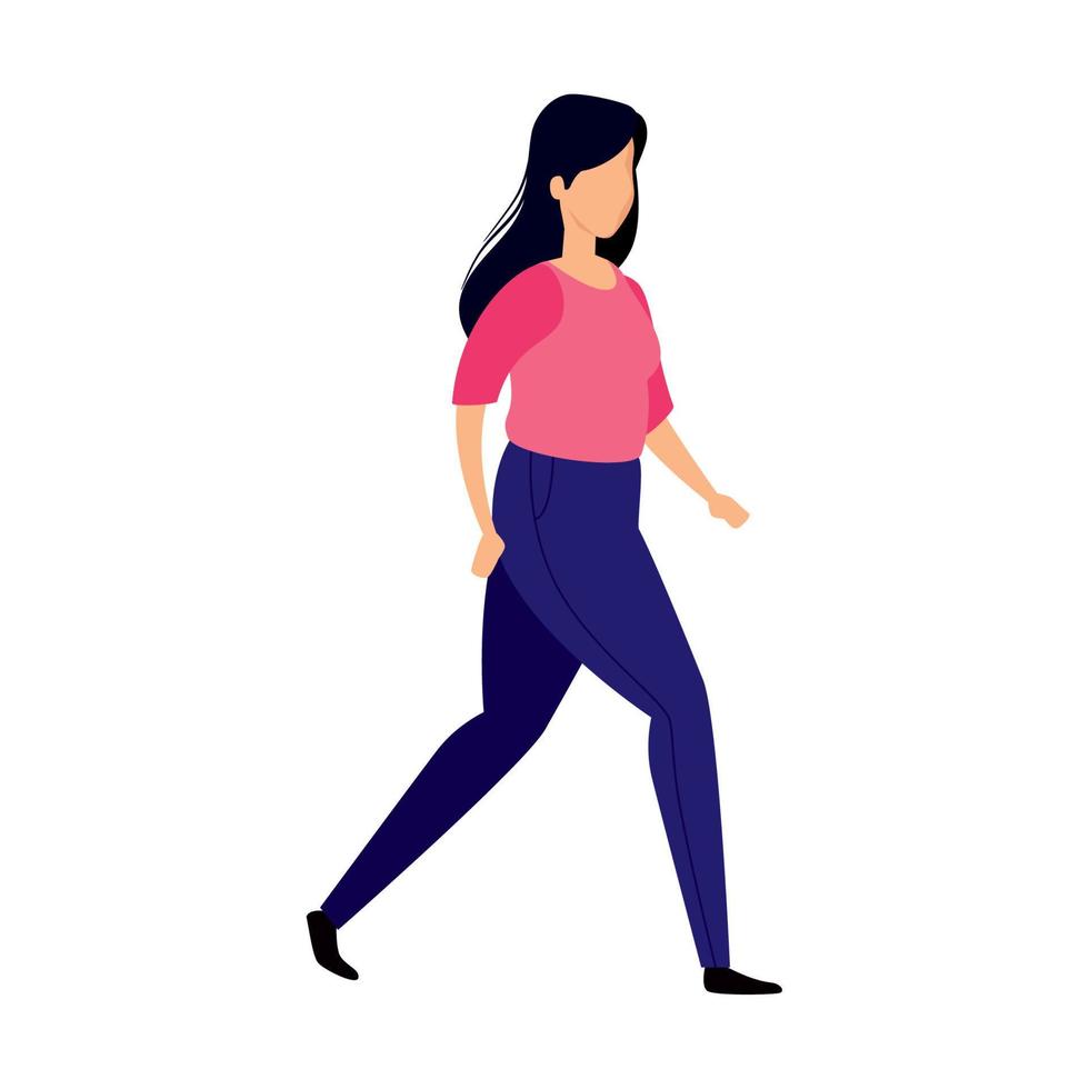 hermosa mujer caminando icono de personaje de avatar vector