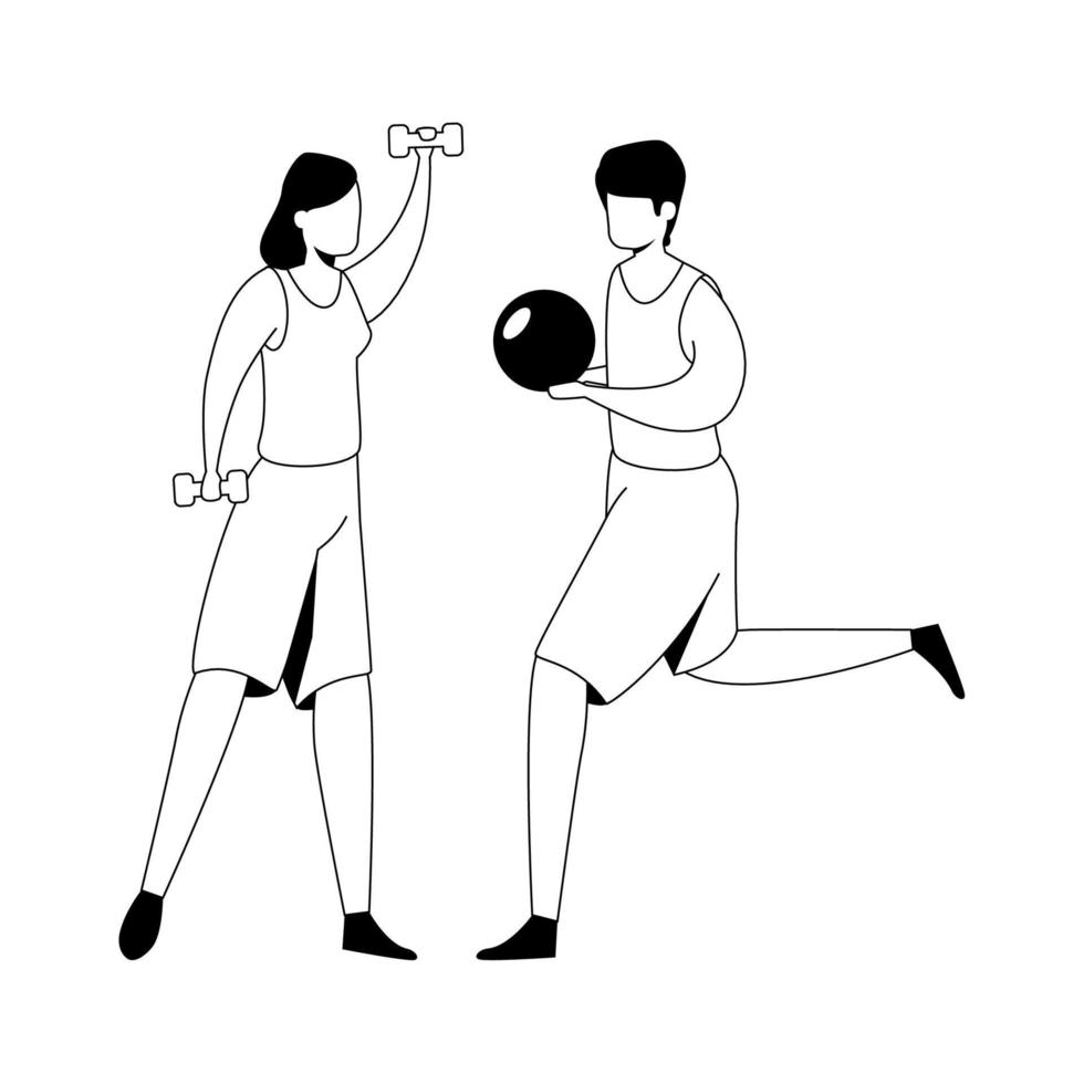 group of couple practicing exercise vector