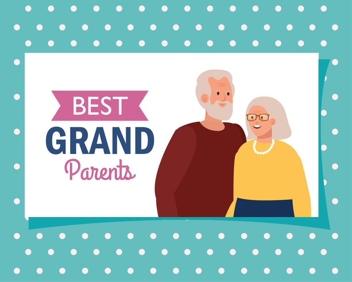 Grandmother and grandfather on best grandparents vector design