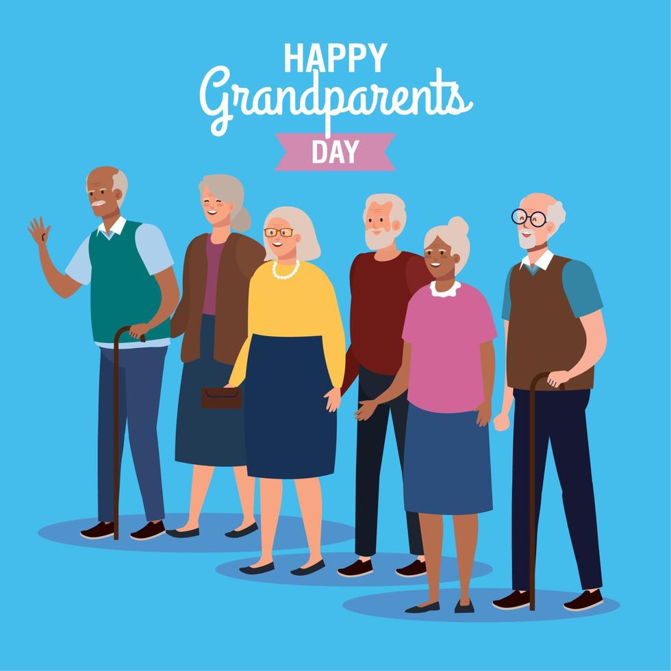 Grandmothers and grandfathers on happy grandparents day vector design