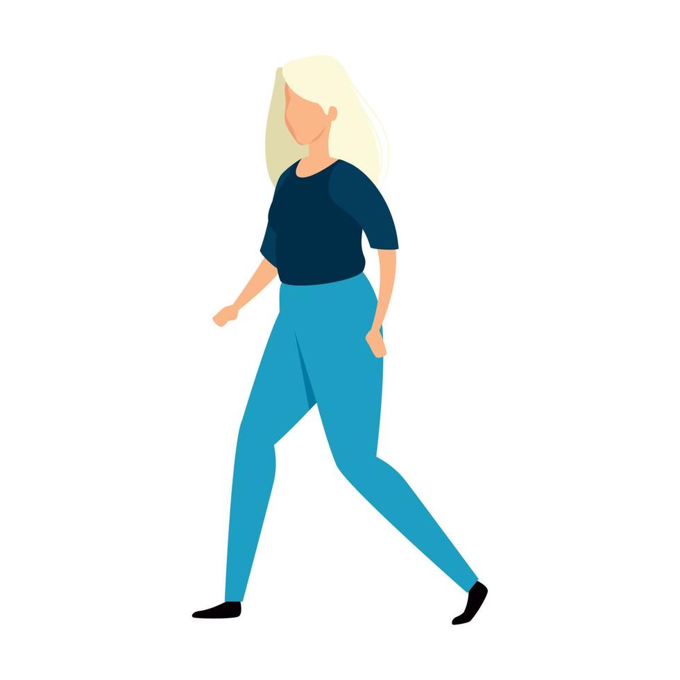 beautiful woman with blonde hair walking vector