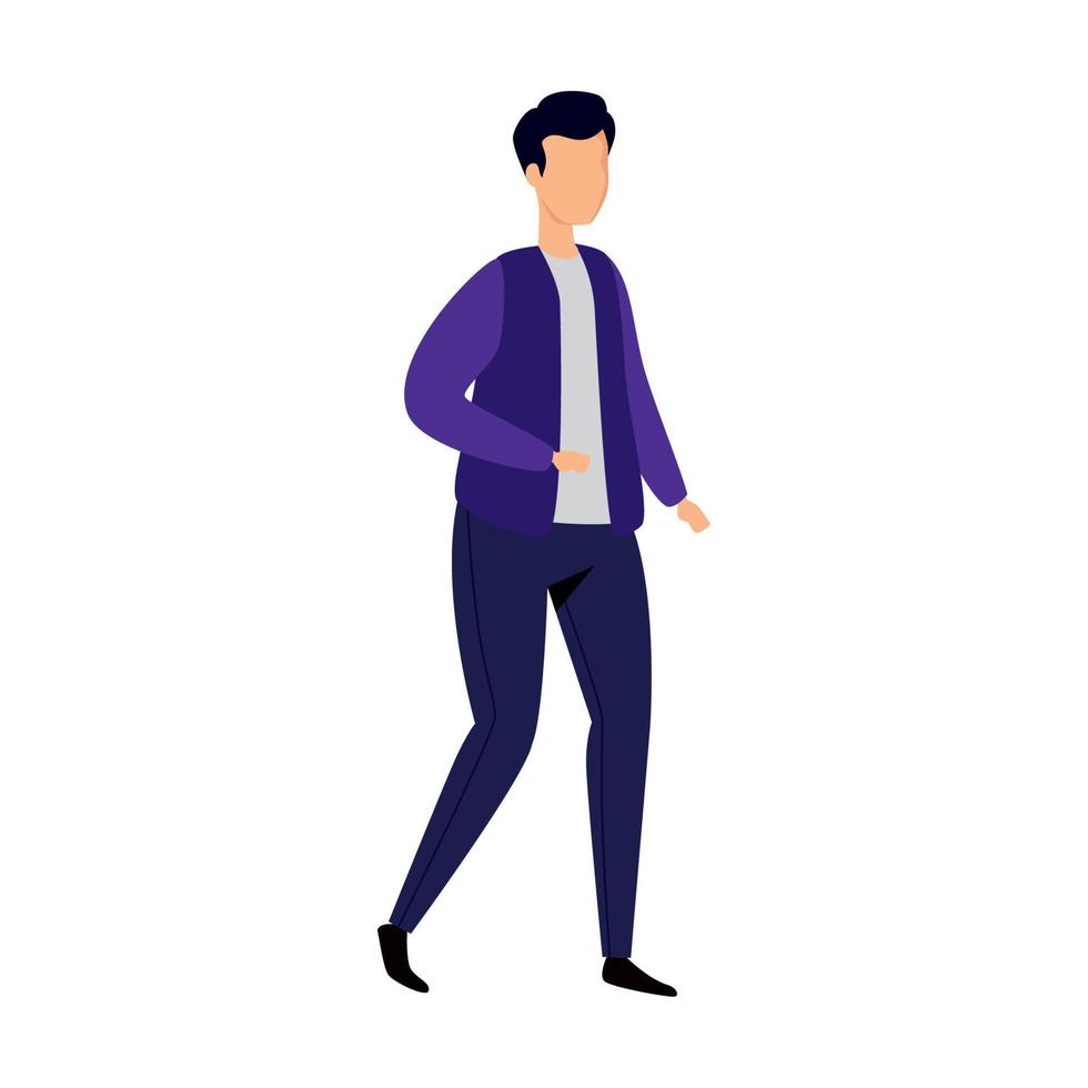 young man walking avatar character vector