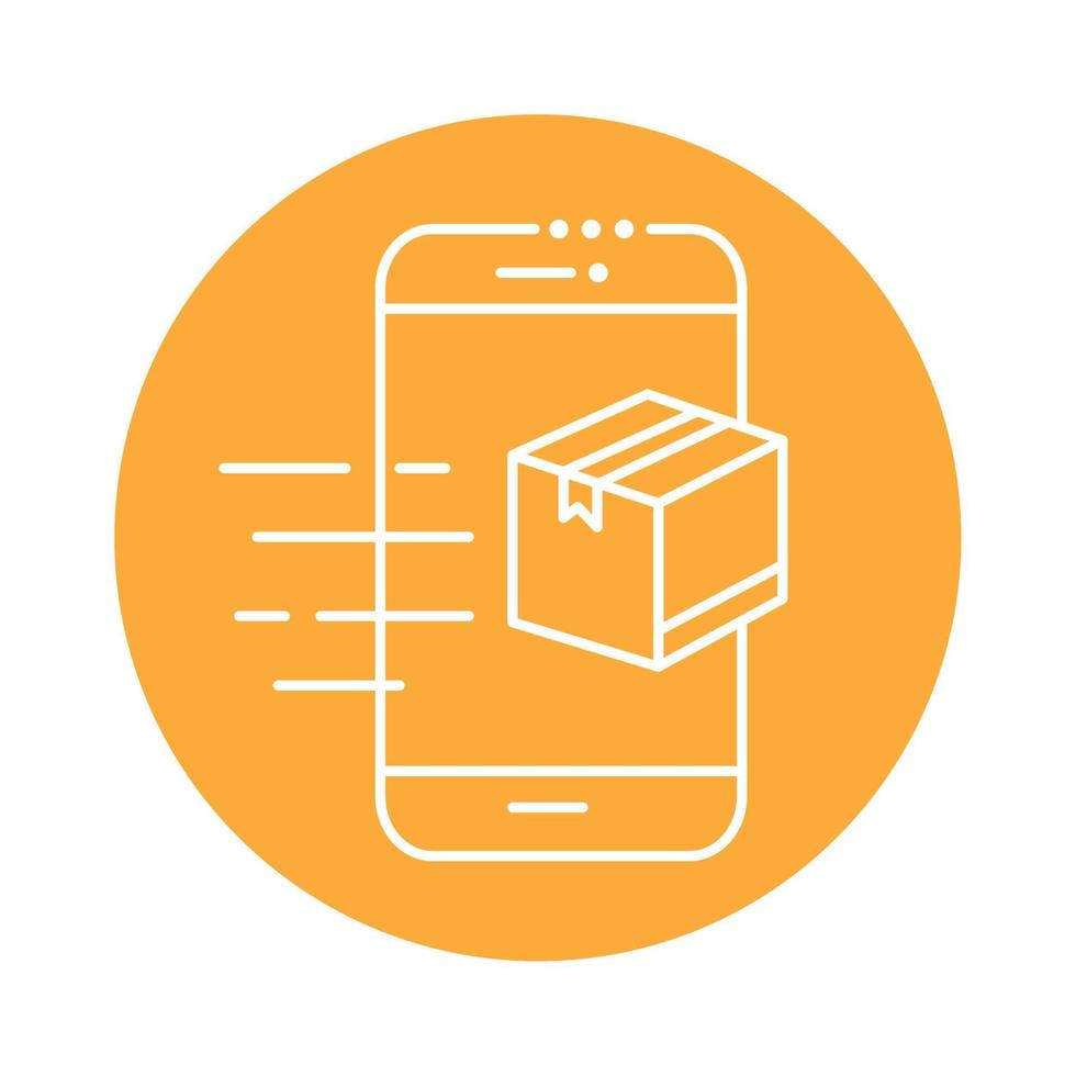 smartphone with box package block line style icon vector