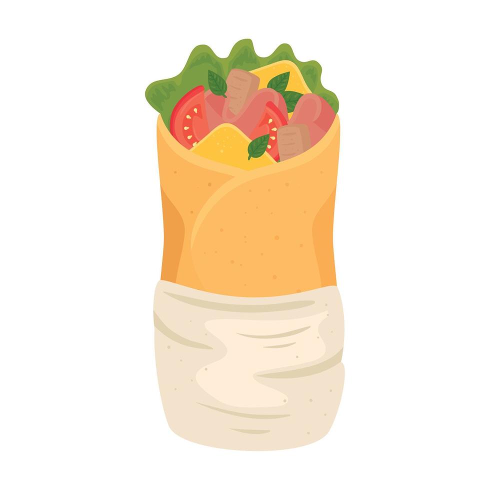 burrito mexican food, on white background vector