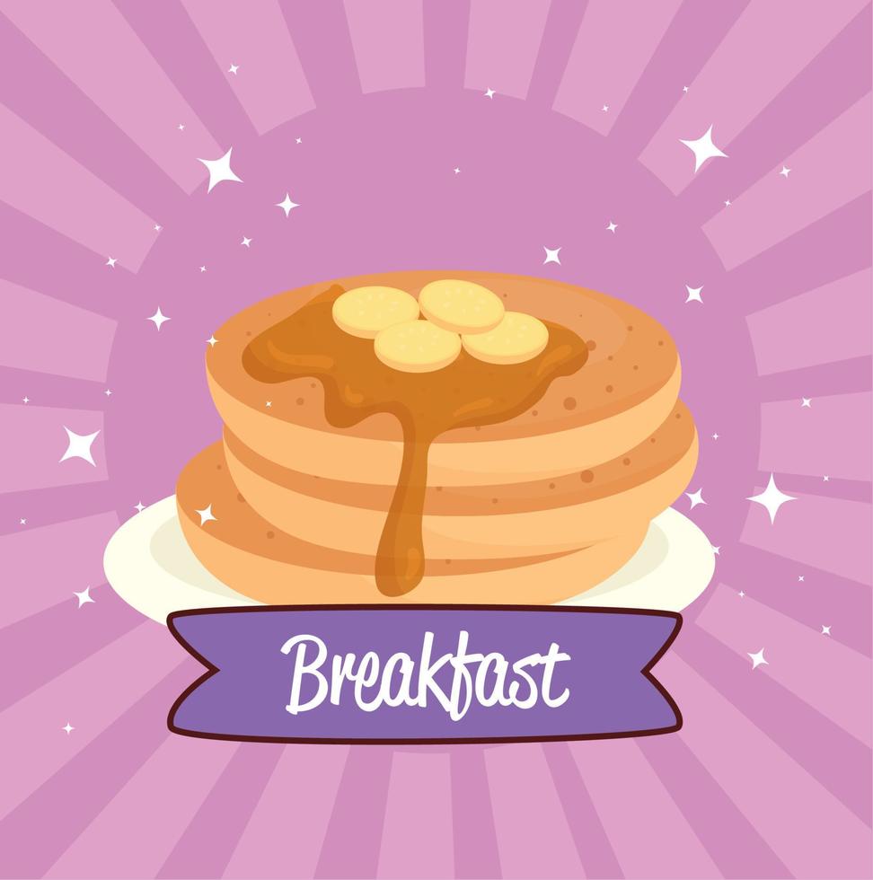 breakfast poster, pancakes with syrup vector