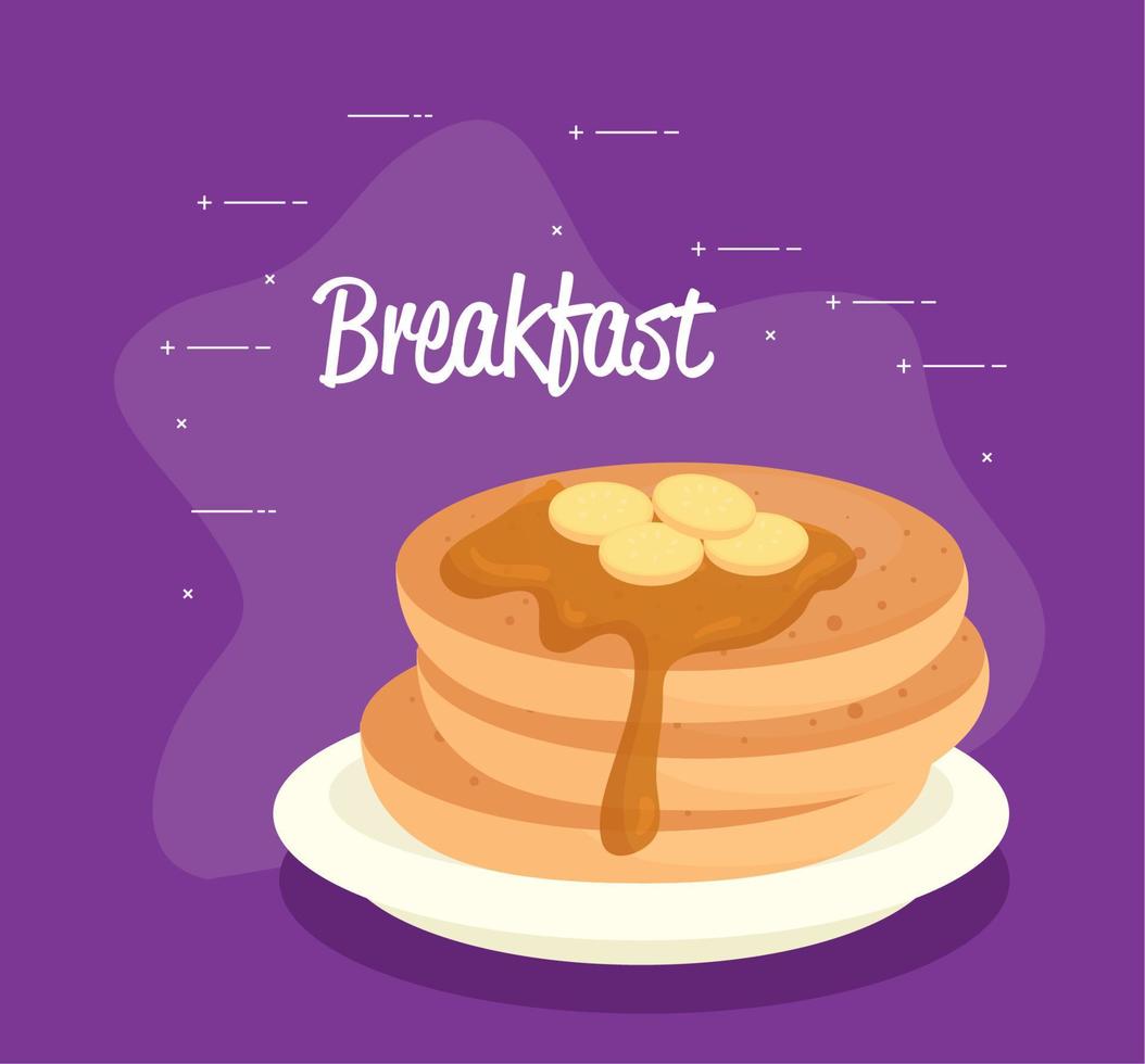 breakfast poster, pancakes with syrup vector