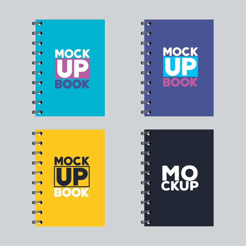 corporate identity branding mockup, mockup with notebook of cover blue color vector