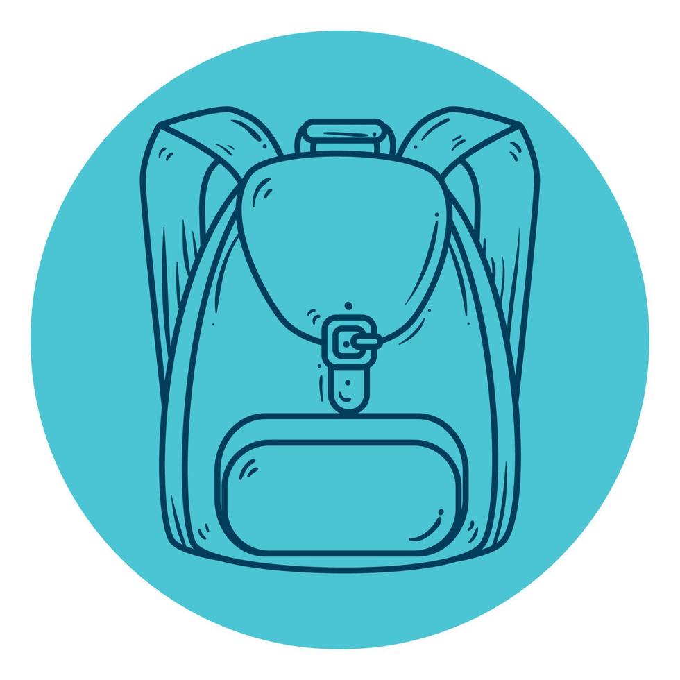 cute school bag, line style in circle frame vector