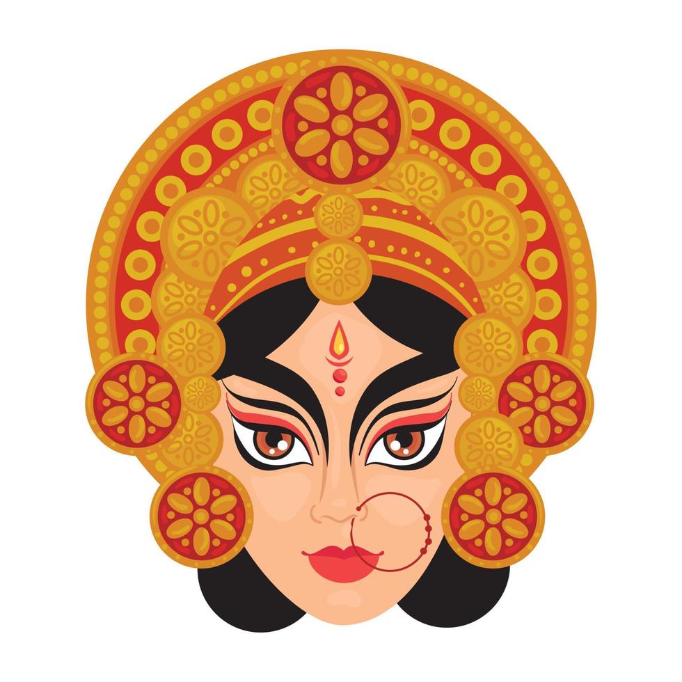 maa durga face on white background vector