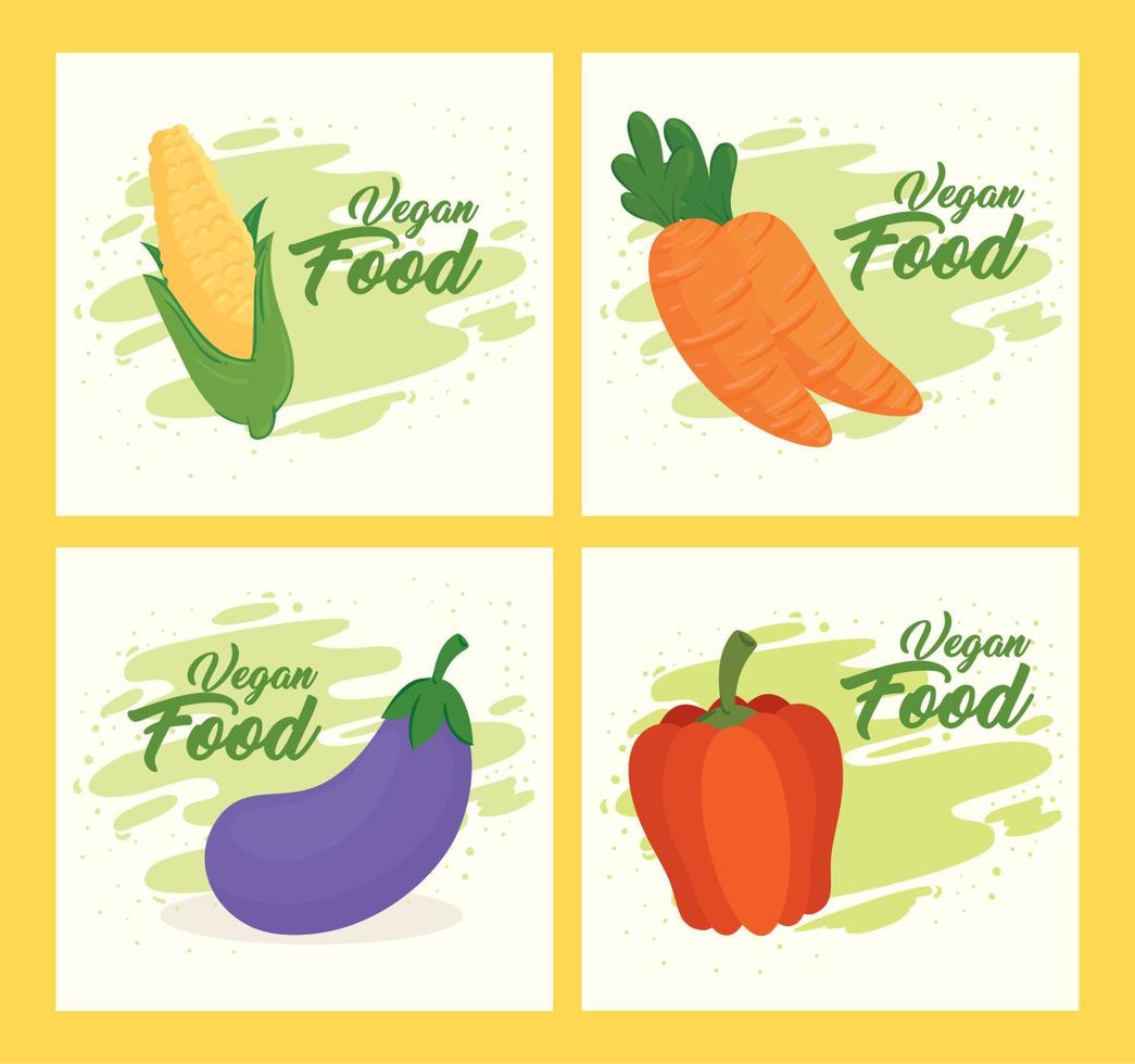conjunto de pancartas con verduras, concepto de comida saludable vector