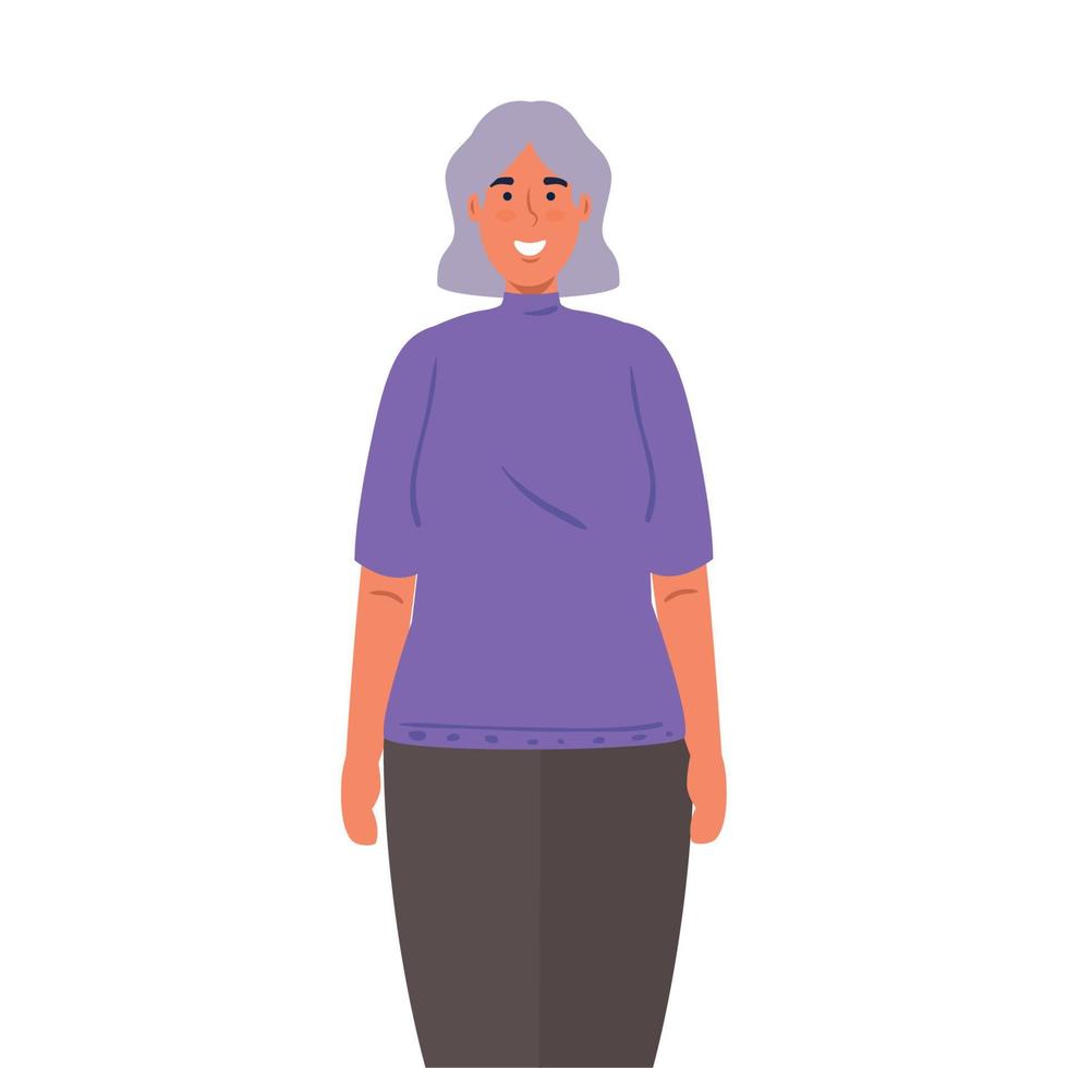 young woman with lilac hair on white background vector