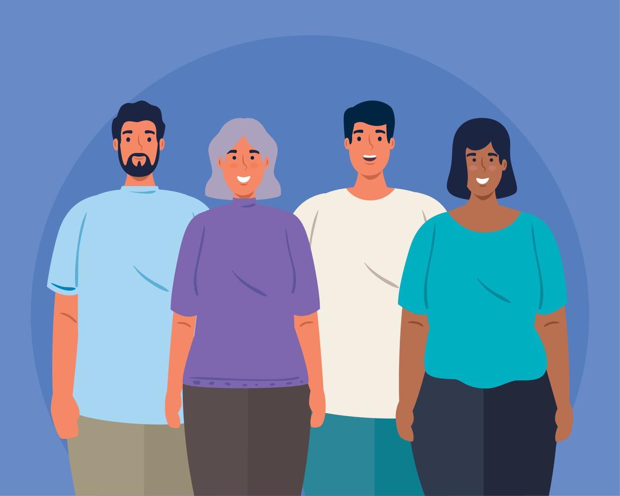 multiethnic young people together, cultural and diversity concept vector