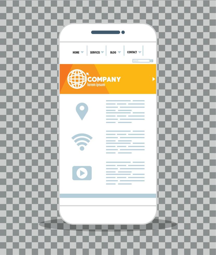 mockup responsive web, concept website development on smartphone vector